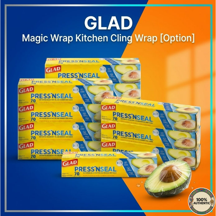 Glad Press n Seal Magic Wrap Kitchen Cling Wrap เก็บอาหาร Leak-proof BPA Free [OPTION]