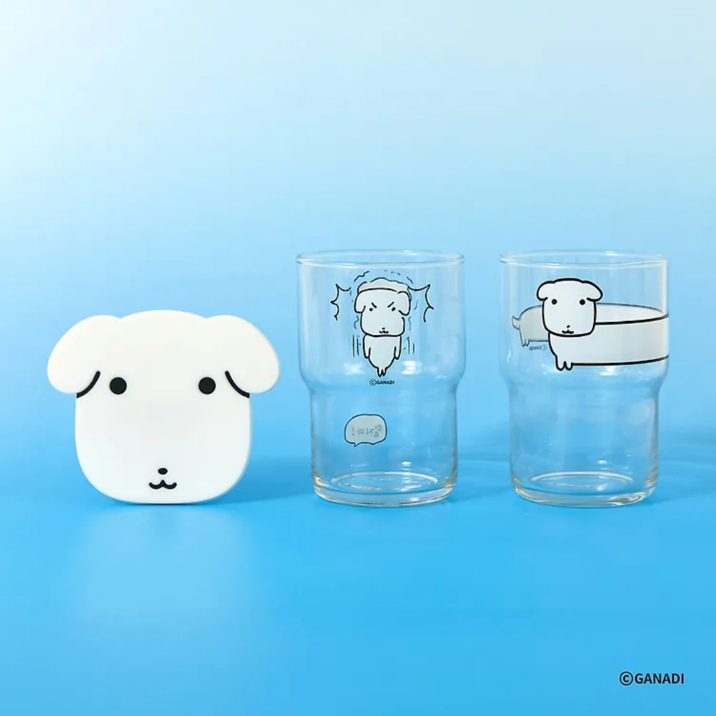 [GANADI] Glass Cup & Coaster Set Home Cafe Couple Gift 460ml