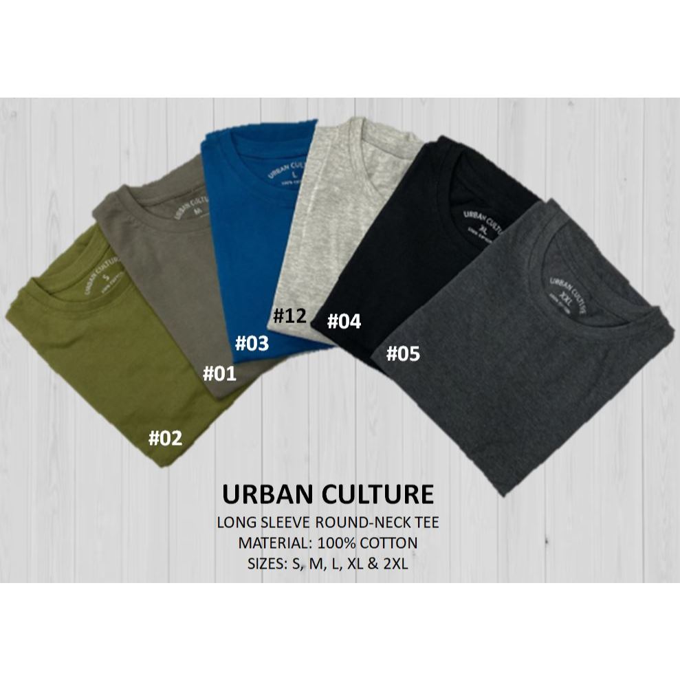 URBAN CULTURE LONG SLEEVE 100% COTTON ROUND-NECK TEE - MENG LEE RETAIL - MENSG LEE SHIRT