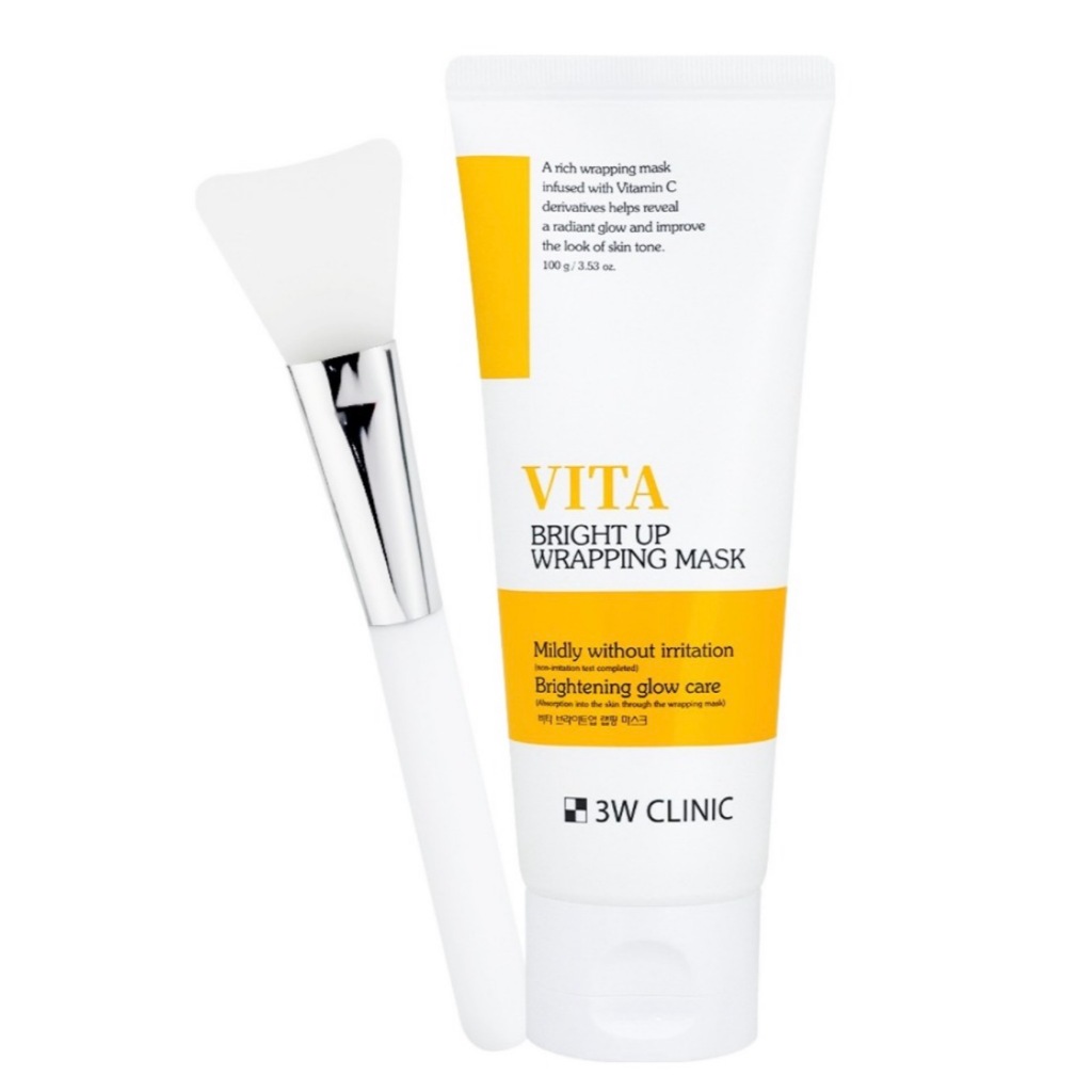 3W Clinic Vita Bright Up Wrapping Mask 100ml Brightening Sleeping Pack Hydrating Glow Face Mask Tone