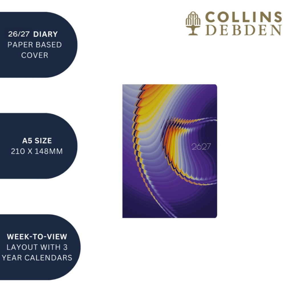 2026 - 2027 Mid Year Planner - 13 Month A5 Week-to-View Diary - Collins Debden Aura & Ombre - สีม่วง