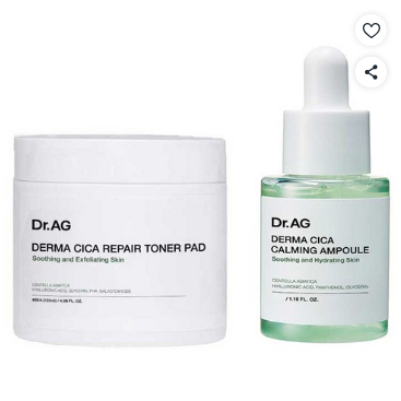Dr.AG Cica Toner Pad Cica Ampoule Soothing Serum Hydrating Serum Acne Care Set Sensitive Skin Care
