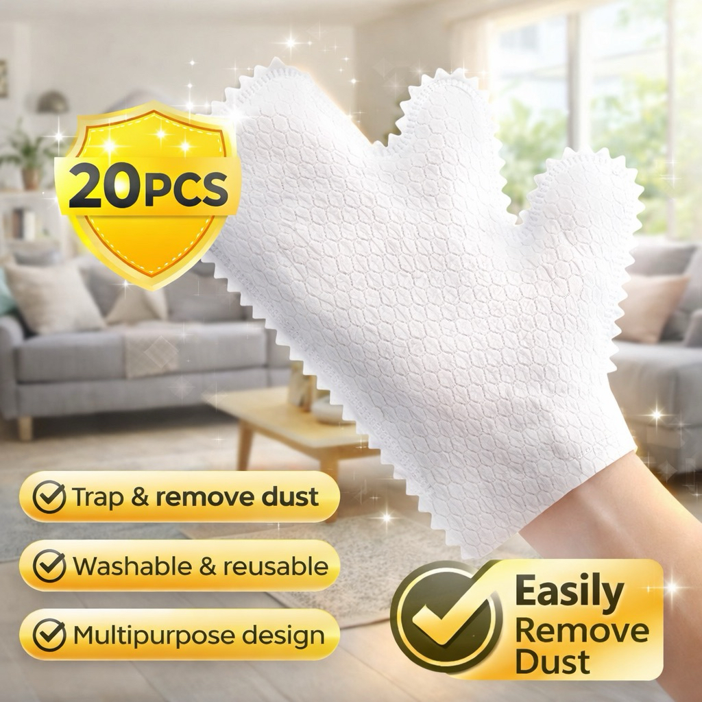 (FOREVER PREMIUM) 20PCS ถุงมือทําความสะอาดฝุ่น ถุงมือไมโครไฟเบอร์แบบใช้ซ้ําได้ เครื่องมือทําความสะอา