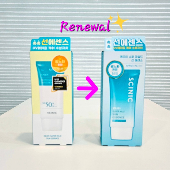 [SCINIC] (RENEWAL)Enjoy Super Mild Sun Essence SPF 50+ PA++++ 50ml(ในกล่อง)/50ml+50ml double(ในกล่อง)
