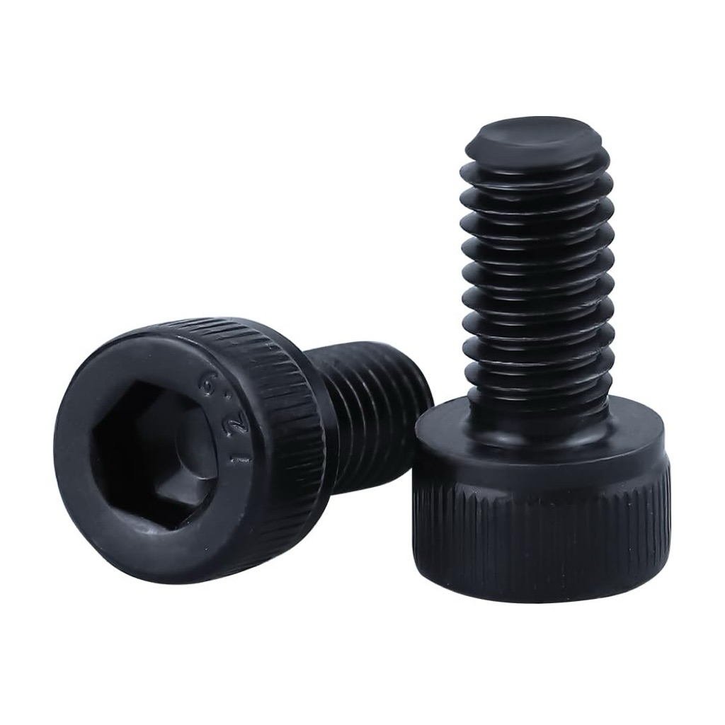 M4 x 10mm Knurled Socket Head Cap Screw Grade 12.9 High Tensile Black Alloy SteelK