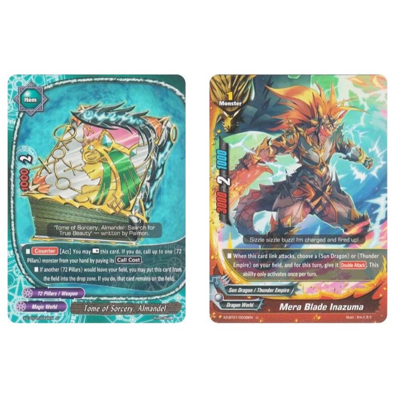 บัดดี้ไฟท์ภาษาอังกฤษ Tome of Sorcerery, Almandel C / X2-BT01/0058EN/Mera Blade Inazuma U / X2-BT01/0