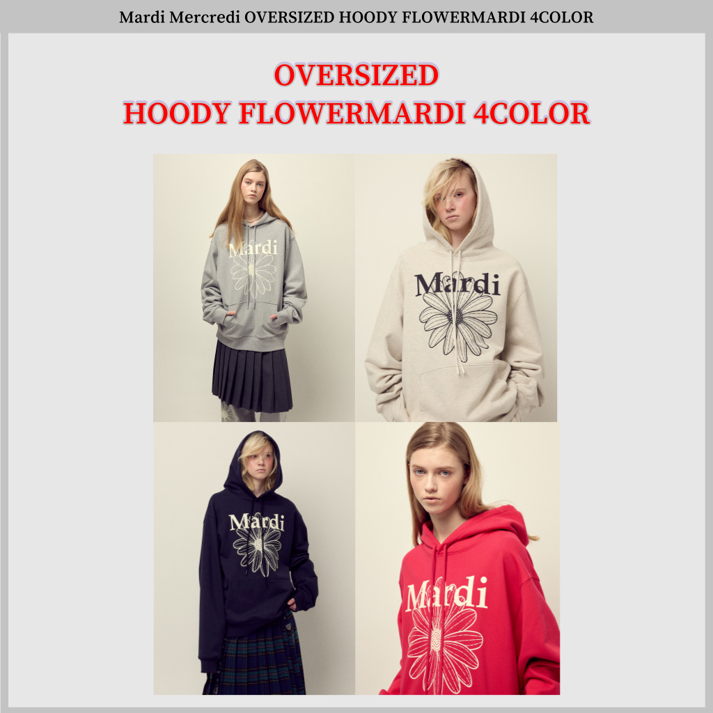 Ready to Ship Mardi Mercredi OVERSIZED HOODY FLOWERMARDI 4COLOR