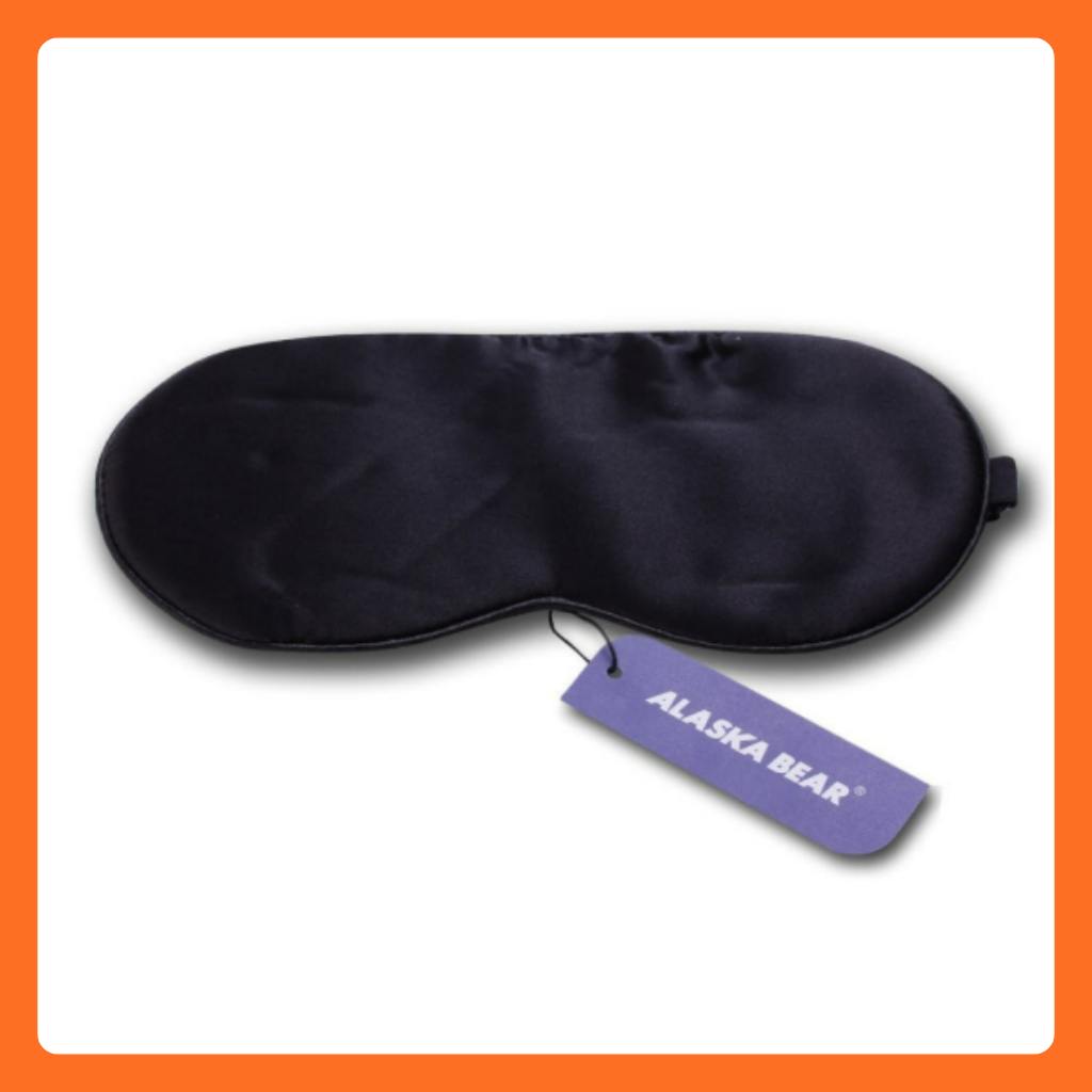[Alaska Bear] Silk Sleep Mask Black Silver / Silk Eye Mask 100% Light Block Soft Travel Sleep Mask