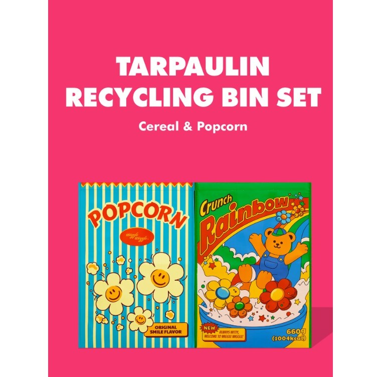 Wiggle Wiggle Tarpaulin Recycle Bin SET กระเป๋าเก็บของน่ารักสีฟ้าสีชมพูถังขยะการออกแบบธัญพืชและป๊อปค