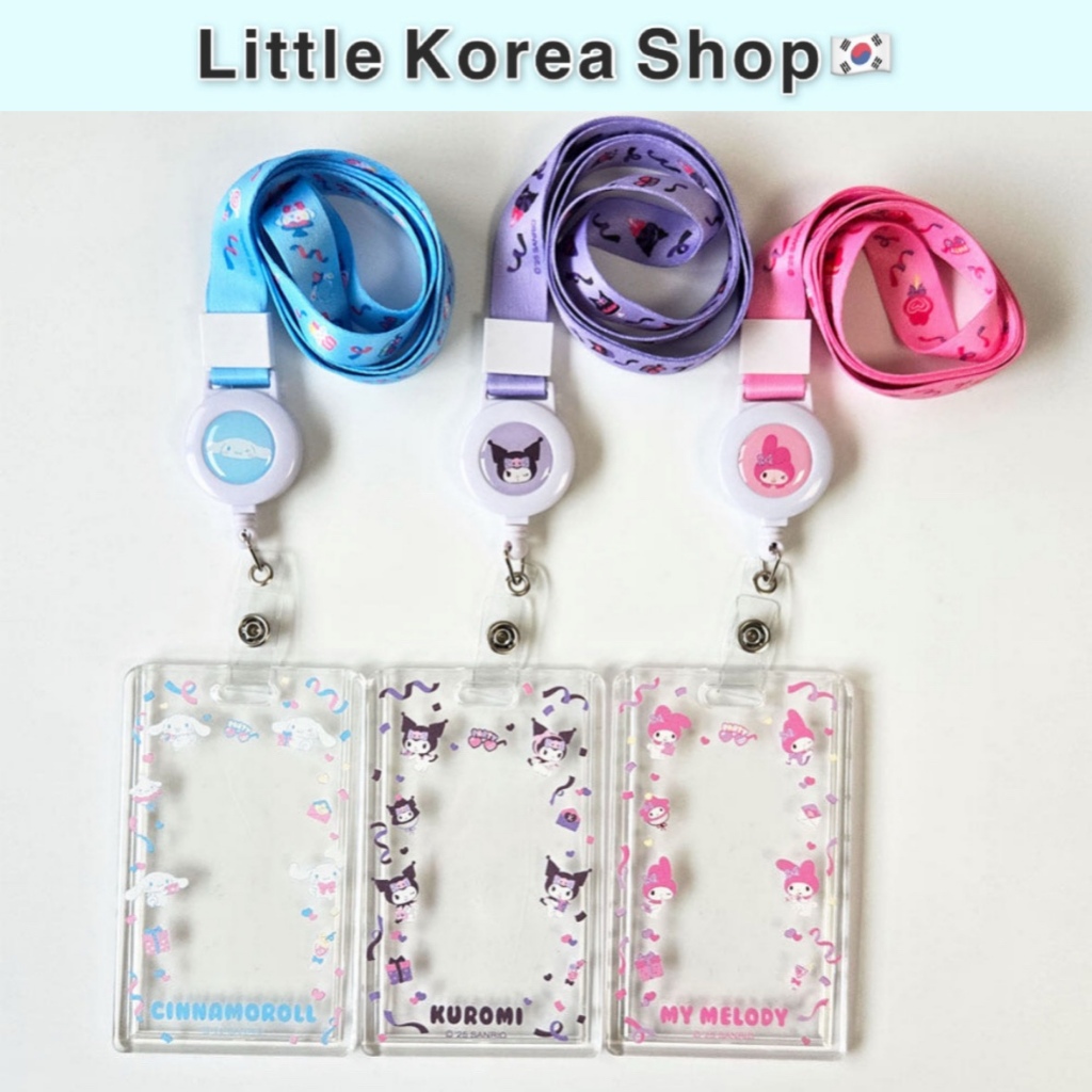 SANRIO [ซานริโอ] ที่ใส่บัตรสร้อยคอของแท้ / ซองการ์ดรูปถ่ายแบบเปิดสไลด์ / ซองการ์ดใส / บัตรขนส่ง ที่ใส่กุญแจ รหัส นักเรียน / 6.6*10.5