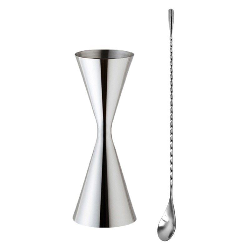 Hakansallim Slim Cocktail Jigger Set | Double Jigger 30ml & 60ml + ช้อนบาร์ 30cm | เครื่องมือวัดบาร์