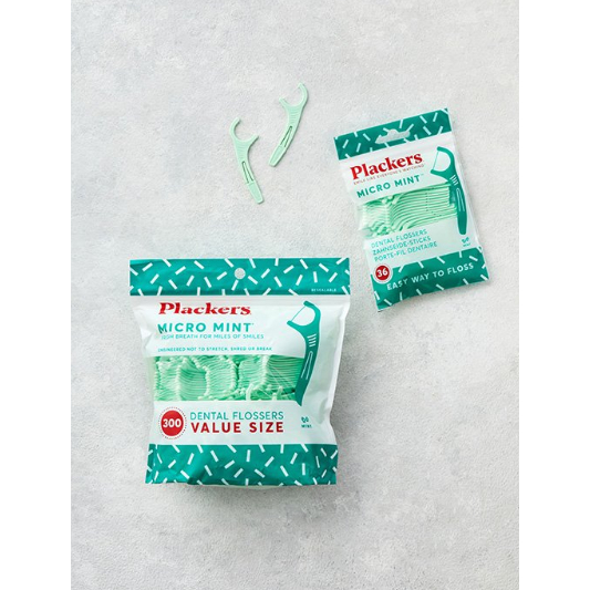 [แพ็คสุดคุ้ม] Plackers Micro Mint Flossers (90 นับ) - Tuffloss ความแข็งแรงสูง ปิ๊กพับออกในตัว รส Fre