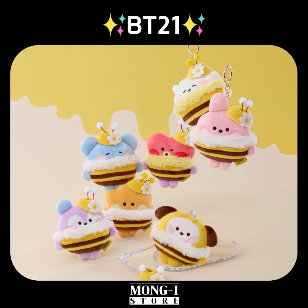 ✨BT21✨HONEY BEE minini MEASURING TAPE PLUSH KEYRING
