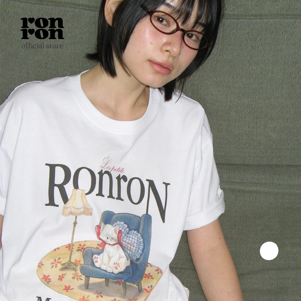 [RONRON] Quiet Cat Over Fit T Shirt / WHITE