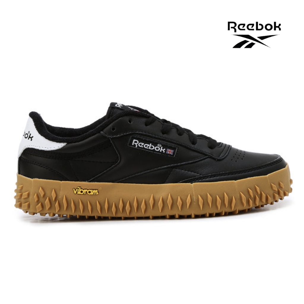 [Reebok] Club C Vibram รองเท้าผ้าใบหนังสีดํา | Vibram Outsole | คลาสสิคโลว์คัท