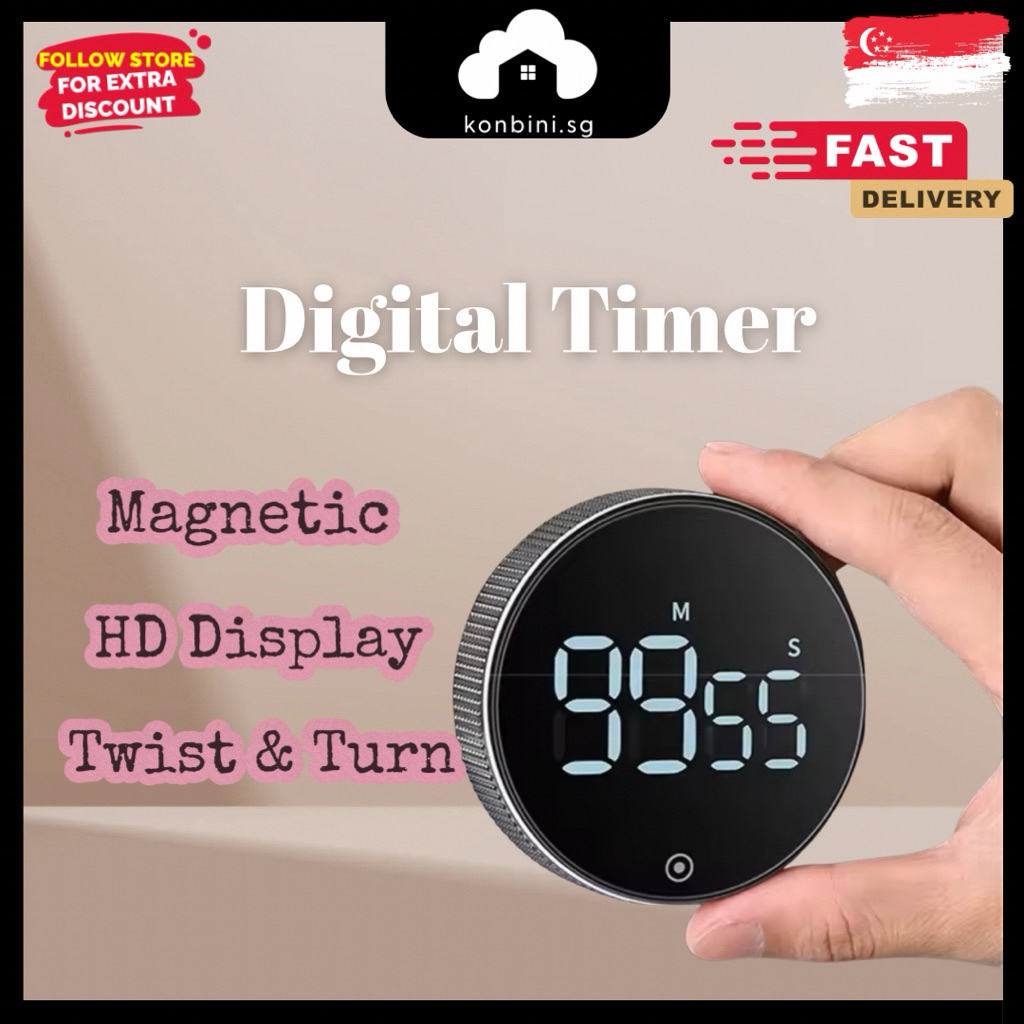 [SG] Digital Timer Magnetic Kitchen Cooking Timer LCD Digit Loud Alarm เตาอบเบเกอรี่แม่เหล็ก