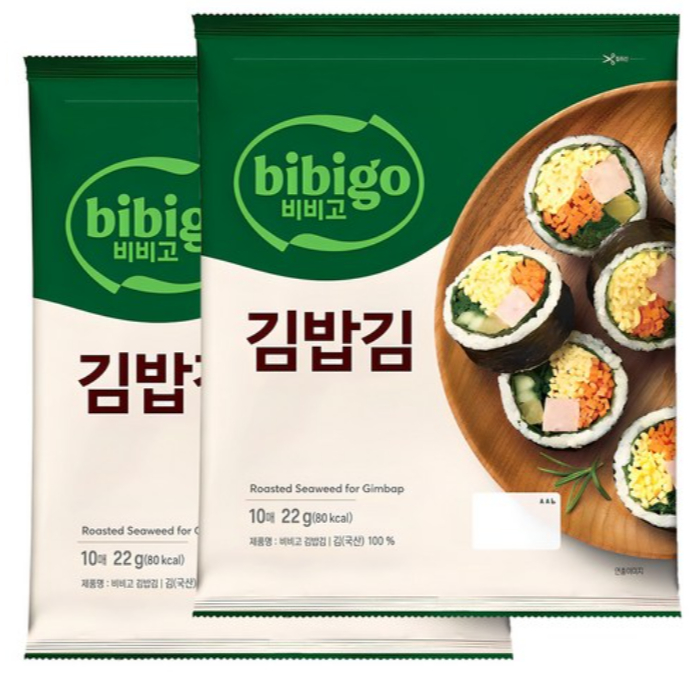 Bibigo สาหร่ายทะเลคั่วสําหรับ Gimbap 22g x 2 แพ็ค