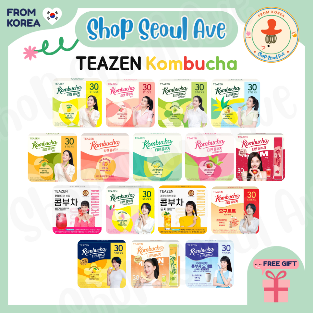 [Teazen] เครื่องดื่มเย็นคอมบูชาเกาหลีพร้อมโปรไบโอติก – เลือกรสชาติยอดนิยมและใหม่ | 10T / 30T