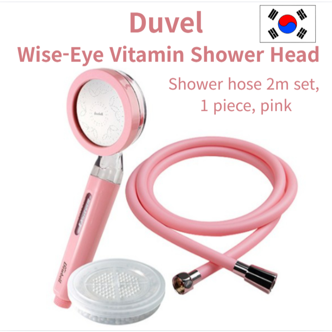 หัวฝักบัววิตามิน Duvel Wise-I + ชุดสายฝักบัว 2 ม. – สีชมพู | วิตามินซีกรองฝักบัวอาบน้ําสําหรับการดูแ