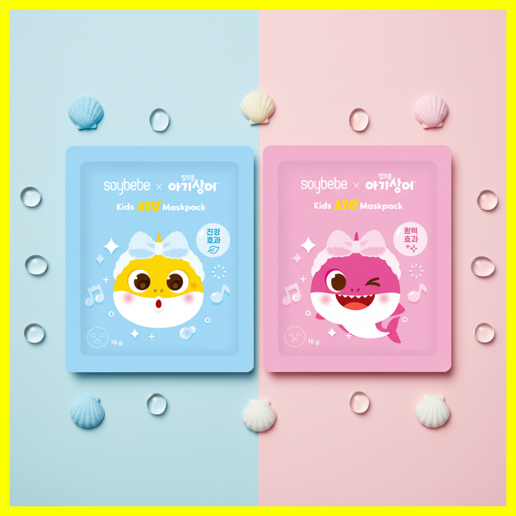 Soybebe X Pinkfong Baby Shark Kids Ato Soothing Mask Pack 16g, Gentle Skin Calming Care