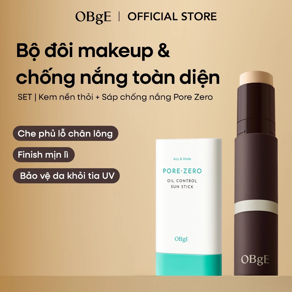 [OBgE Official] เซ็ตรองพื้นและกันแดดสติ๊ก Natural Cover Foundation + Pore Zero Oil Control Sun Stick | ปกปิดผิว + กันแดด + คุมมัน | SPF50+ PA++++