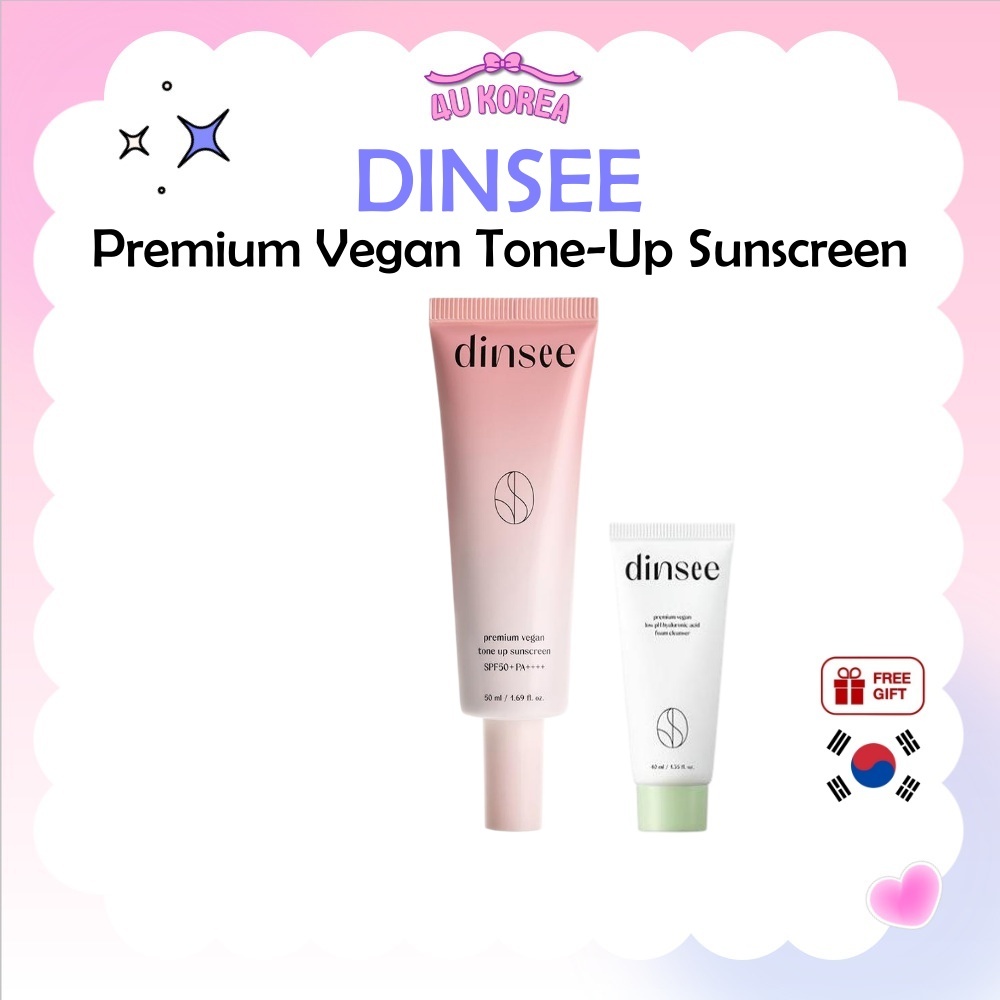 (+โฟมล้างหน้า 40ml) DINSEE Premium Vegan Tone-Up Sunscreen – 50ml / K-BEAUTY