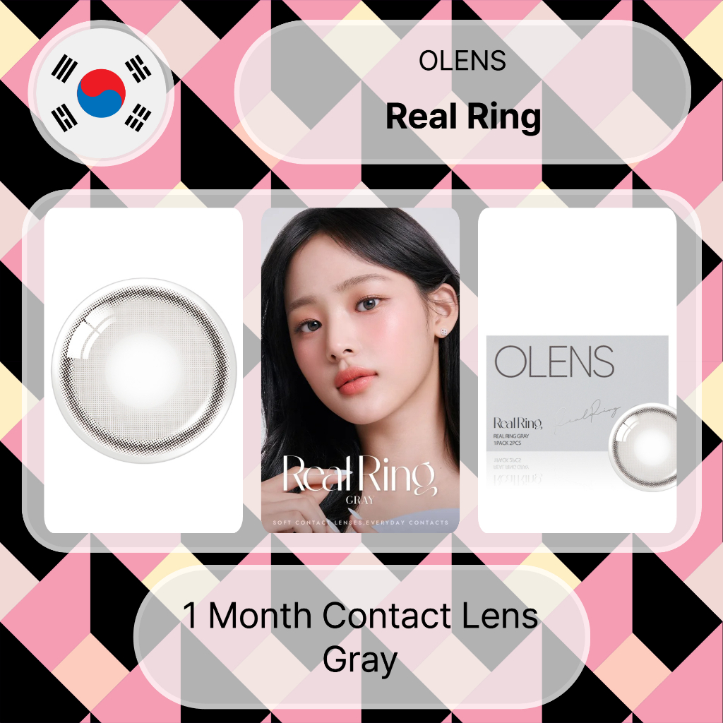Olens Real Ring (สีเทา) คอนแทคเลนส์รายเดือน 2P