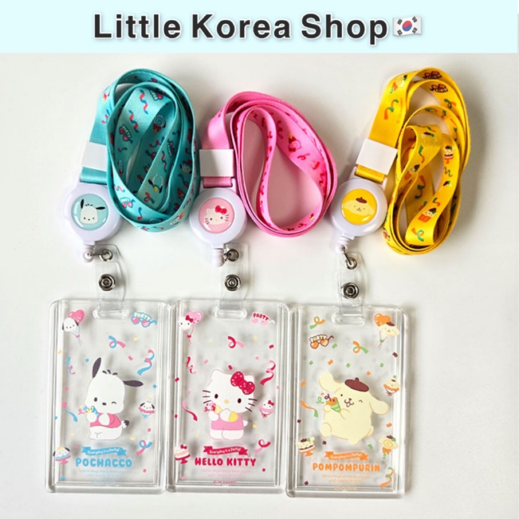 SANRIO [ซานริโอ] ที่ใส่บัตรสร้อยคอของแท้ / ซองการ์ดรูปถ่ายแบบเปิดสไลด์ / ซองการ์ดใส / บัตรขนส่ง ที่ใส่กุญแจ รหัส นักเรียน / 6.6*10.5