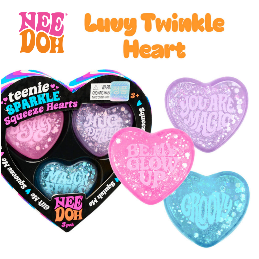 [NeeDoh] ชุดหัวใจ Twinkle 3 ชิ้น | ลูกบอลลดความเครียด | ของเล่นลดความเครียดสนุกสนาน | ลูกบอลนุ่มรูปหัวใจสำหรับเด็ก | ลูกบอลแสนสีสันสำหรับการสัมผัส