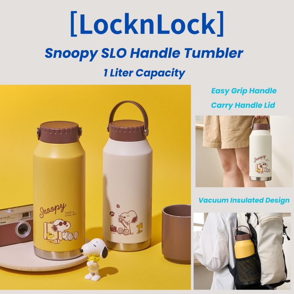 [LocknLock] Snoopy Vacuum Insulated Tumbler 1L | กระติกน้ำสูญญากาศใหญ่