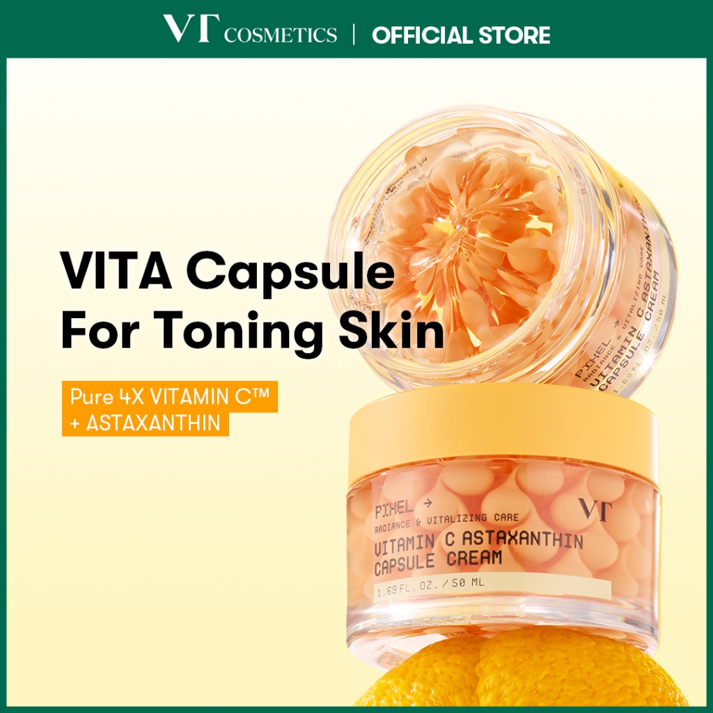 [VT] VITAMIN C ASTAXANTHIN CAPSULE CREAM 50ml วิตามิน Boba Cream Brightening Glass Skin [เรือธงอย่างเป็นทางการ]