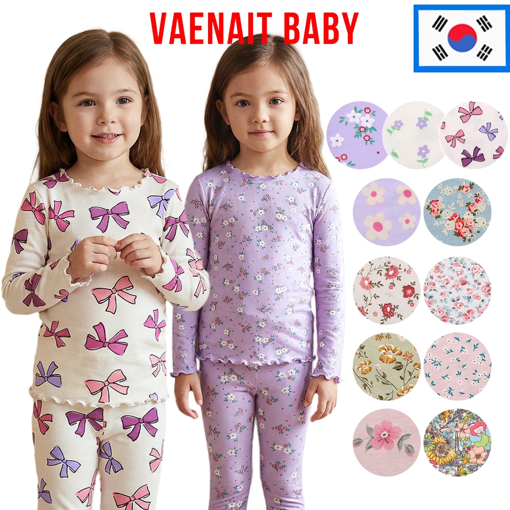 VAENAIT เด็กทารก Modal ดอกไม้ริบบิ้นชุดนอน Breathable 6M-12Y สาวแขนยาวชุดนอน 2 ชิ้น