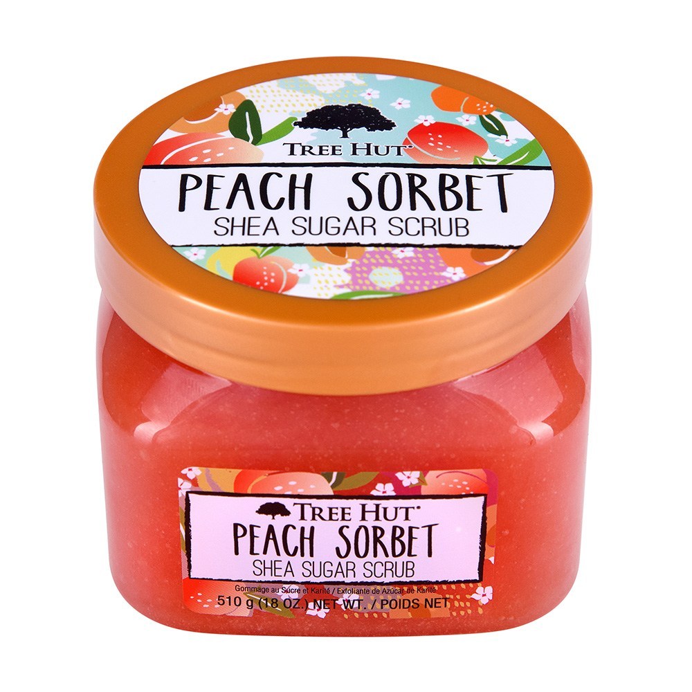 Tree Hut Peach Sorbet Shea Sugar Scrub 510g Body Exfoliator Dead Skin Removal Moisturizing Smooth Sk