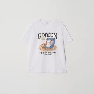 [RONRON] Quiet Cat Over Fit T Shirt / WHITE