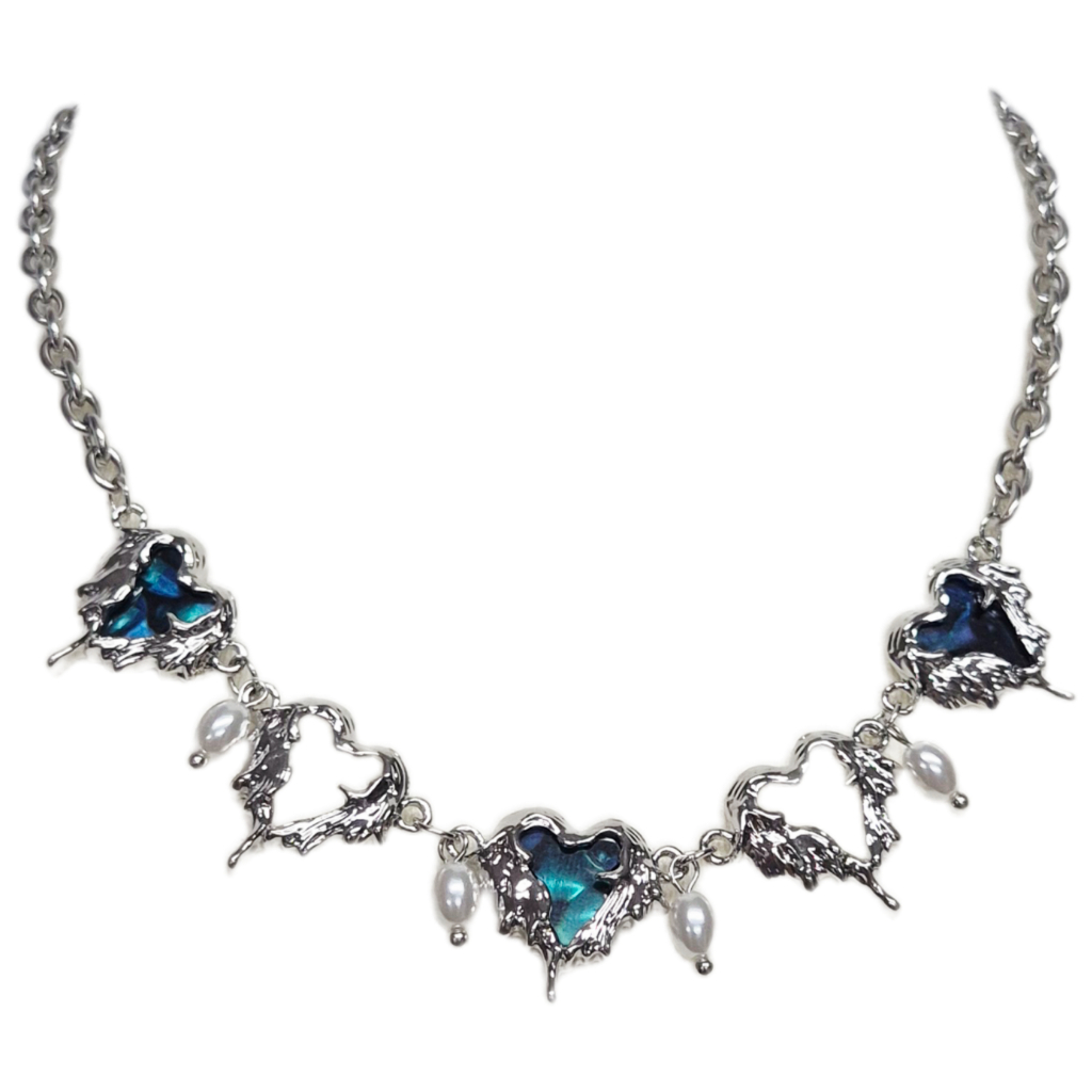 [K-Pop Idol wear] สร้อยคอมุก DeepBlue Heart Objet (Made in Korea)