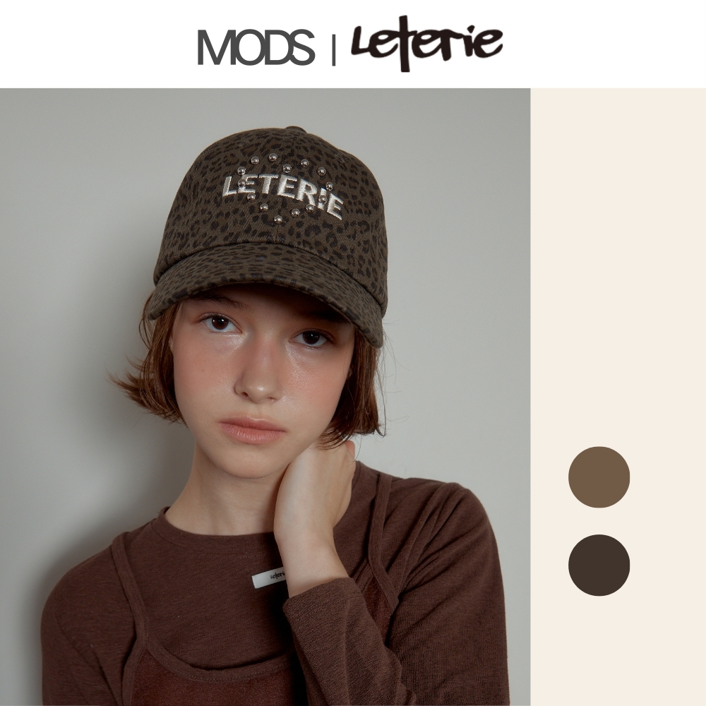 [Leterie] Leopard Heart Stud Logo Cap / 2colors