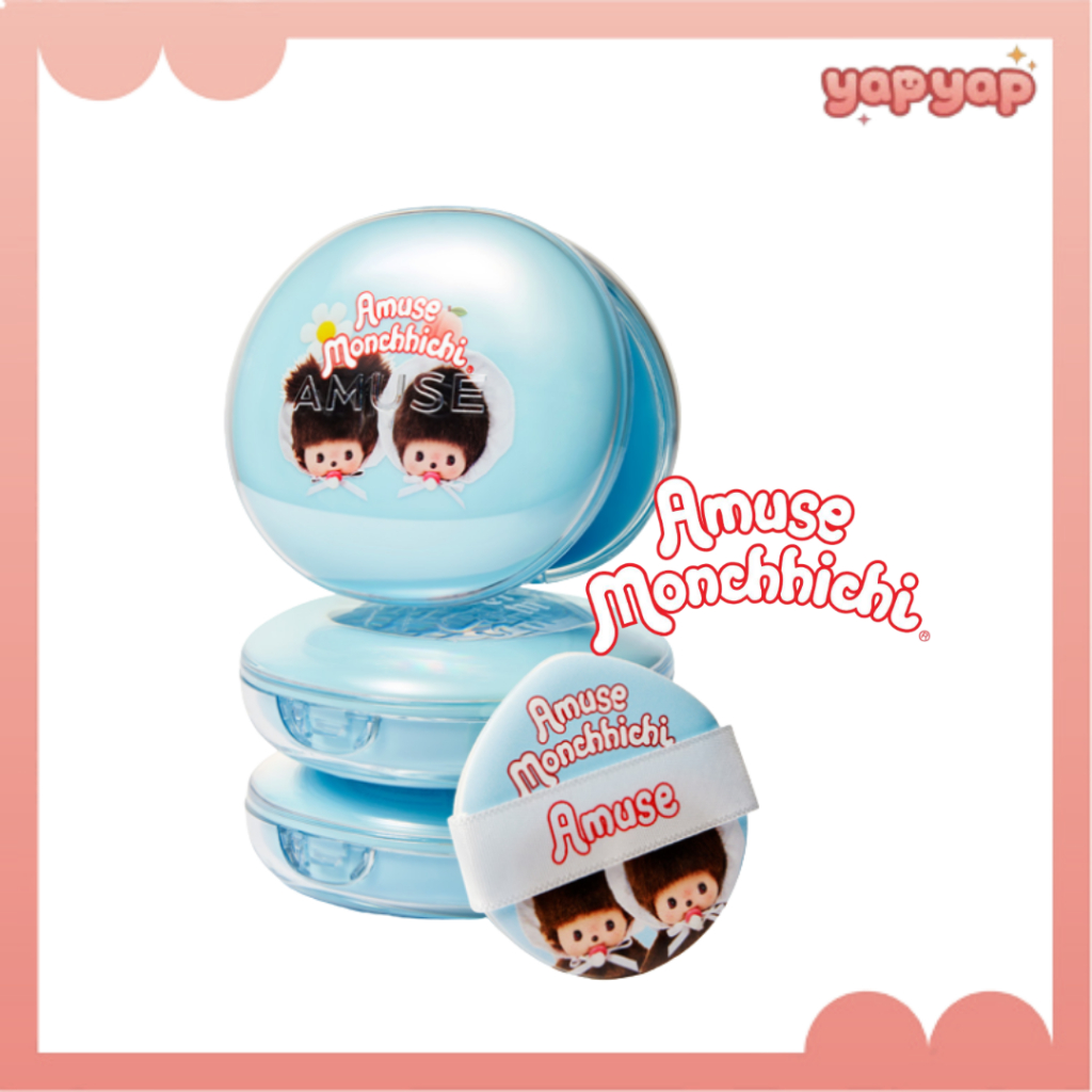 Amuse Monchhichi Airy Pore Cover Cushion Refill Set Smooth Blur Coverage Cushion Foundation ฟรี Monc