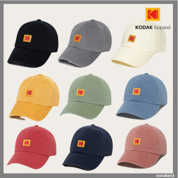 [KODAK] KODAK SQUARE LOGO RELAX-FIT BALL CAP 9 สี (ใหม่)