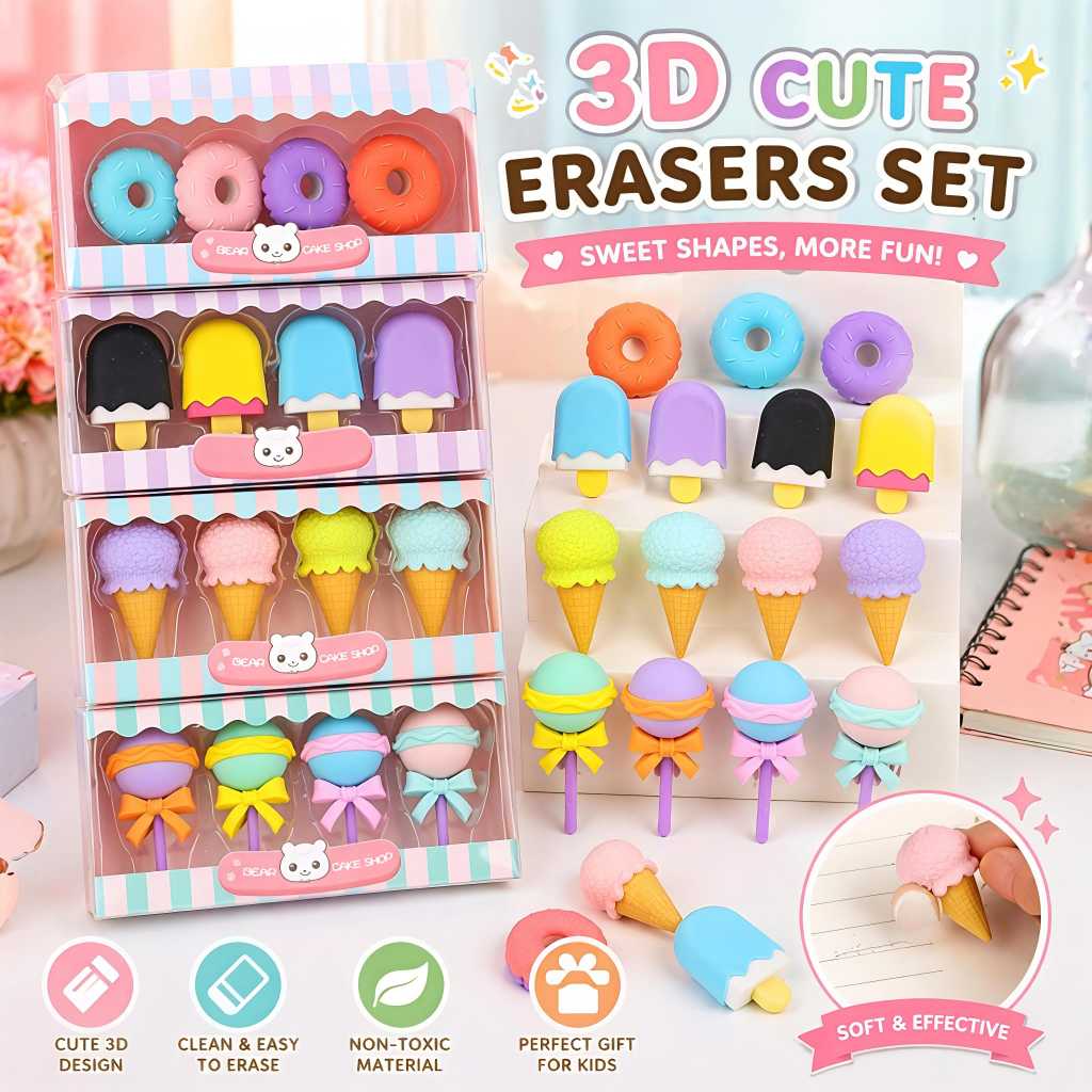 3D Popsicle Ice Cream Eraser l Donut Rubber l Youth Day l Children Day l Kids Birthday Goodie Bag To