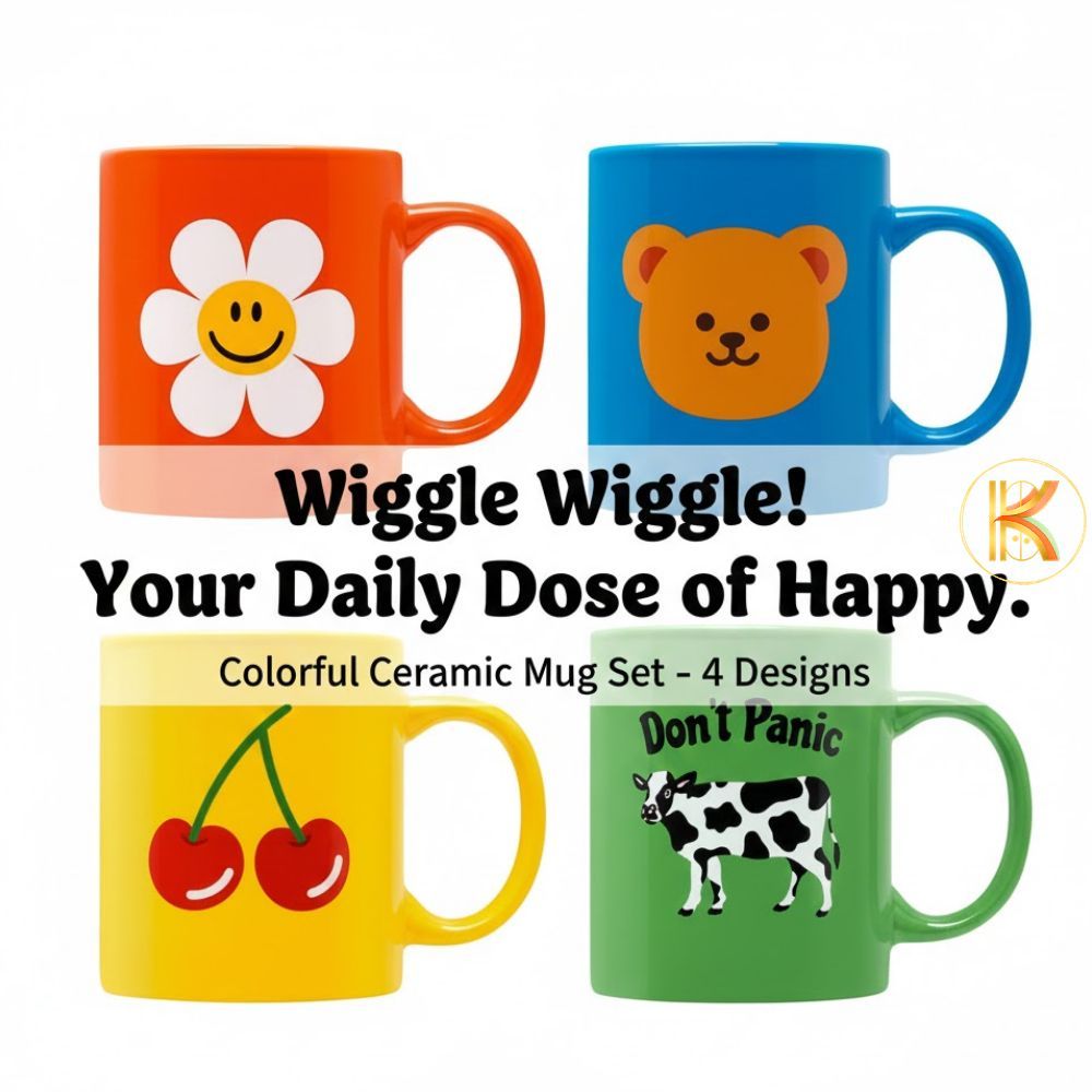 Wiggle Wiggle Official Cup - แก้วมัคดีไซน์เกาหลีอินเทรนด์ เซรามิกคุณภาพสูง Home Cafe Aesthetic