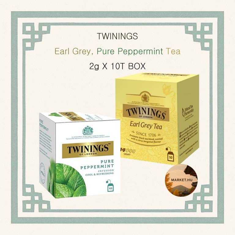 [TWININGS] Earl Grey, Pure Peppermint Tea 2g X 10T BOX / ชาดําแทนแบรนด์ลอนดอนอังกฤษ