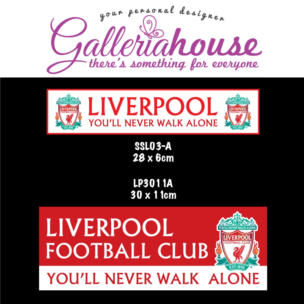 SSL Car Decal ฟุตบอลทีมฟุตบอล Club Liverpool 28 x 6 ซม. Youll Never Walk Alone super ฟุตบอลยาวรถด้าน