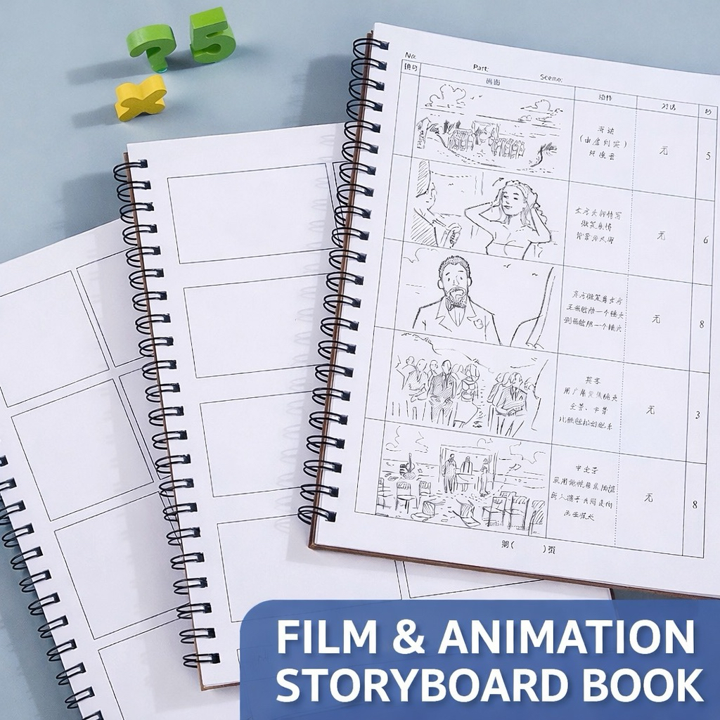 A4 Storyboard Sketch Book Spiral Notebook 50 แผ่นการ์ตูนวาด Animation Script Planner Manga Frame Ske