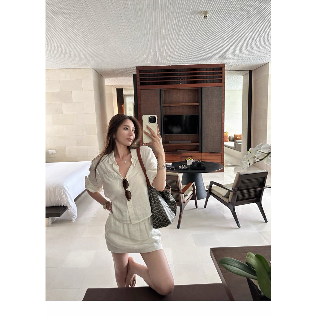 MIRIN SET - เซตเสื้อกระโปรงผ้าลินิน