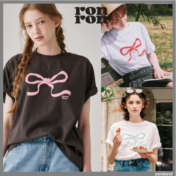 RONRON EMBO HEART RIBBON BASIC FIT เสื้อยืด (3 สี)