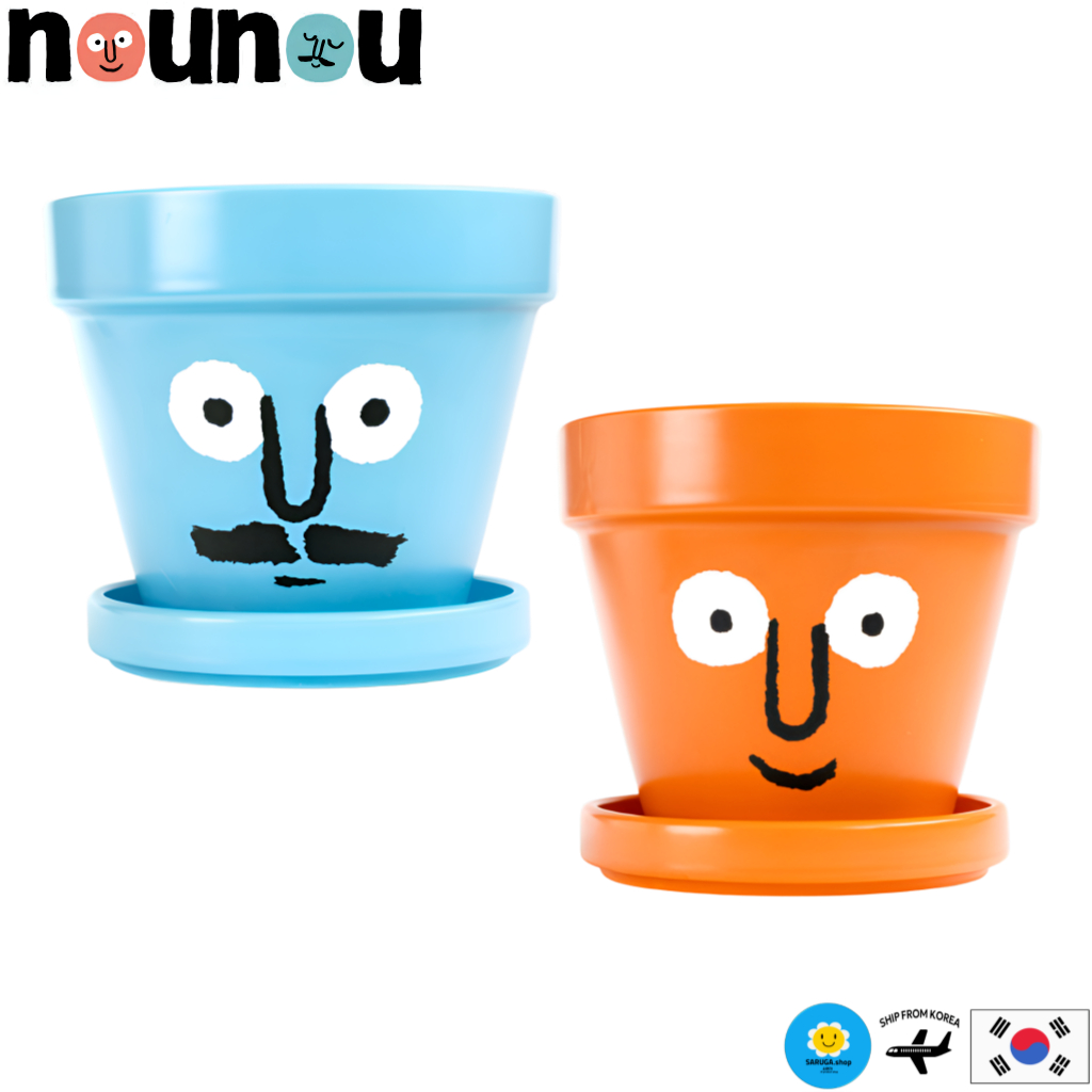 [nounou]  ใบหน้าพืชหม้อชุดชาวไร่เซรามิก,2สีบ้านตกแต่งสวนของขวัญ