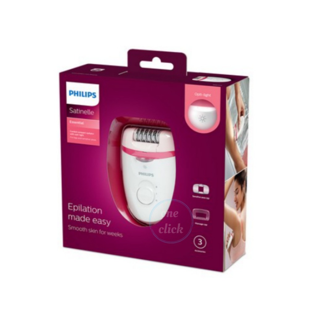 PHILIPS Satinelle Essential BRE255/00 เครื่องถอนขนไฟฟ้าแบบมีสาย ผู้หญิง ใช้ที่บ้าน ขนาดเล็ก จับถนัดมือ