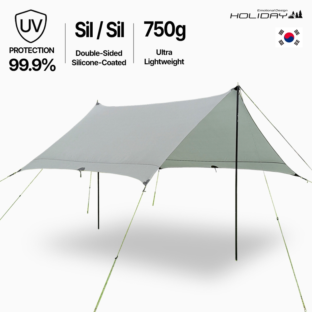 HOLIDAY Camping Tarp 20D ไนลอนซิลิโคน | ที่หลบภัย Ripstop ขนาดเบา 750g | ร่มบังแดดกันน้ํา