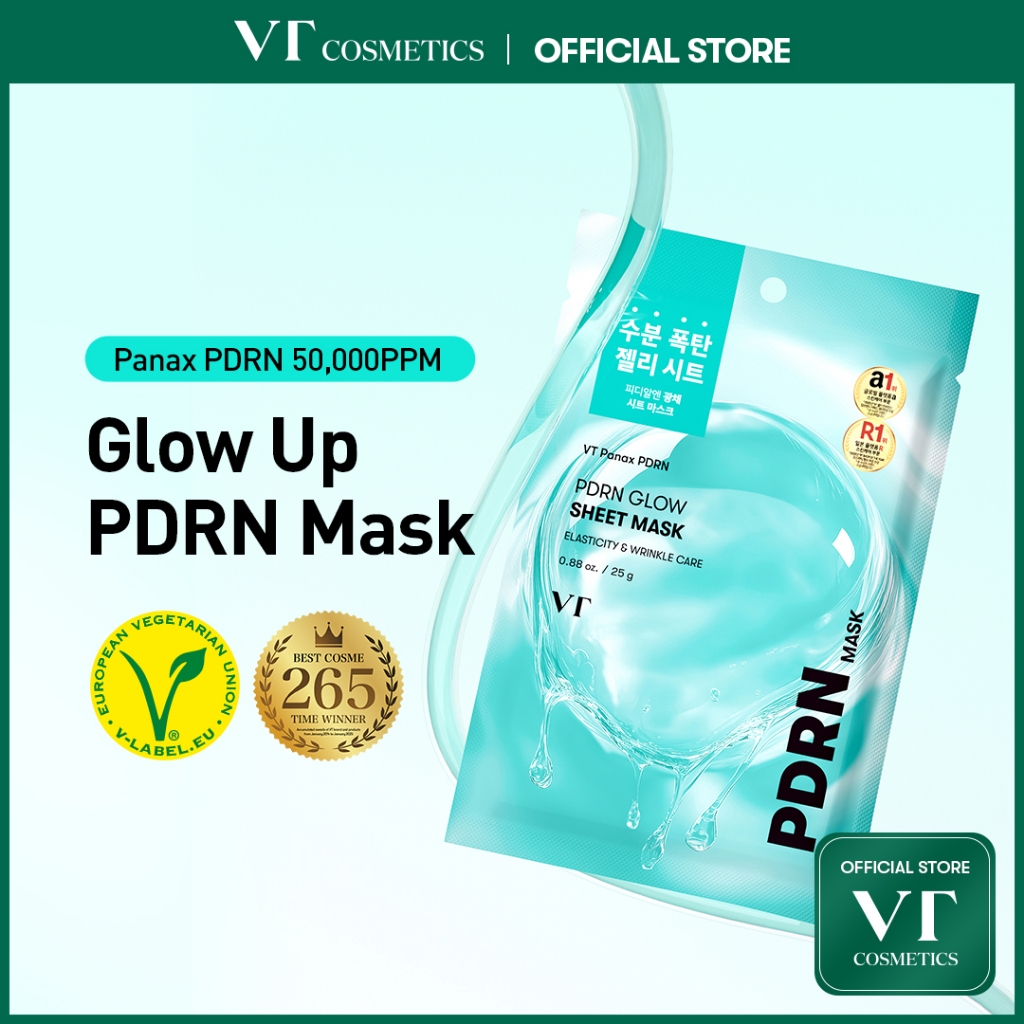 [VT] PDRN Glow Sheet mask Vegan PDRN เจลลี่มาสก์ เติมความชุ่มชื้น & ความกระจ่างใส [Officail Mall]