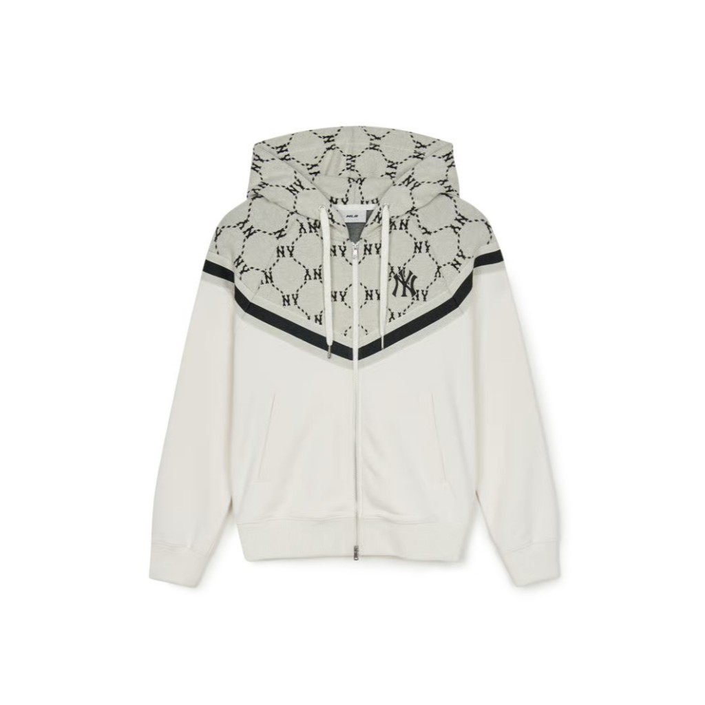 MLB New York Yankees Jacquard Two-Tone Hooded Zip-Up Jacket Limited Edition นำเข้าจากเกาหลีใต้